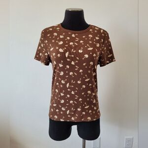 Brown Mushroom Ribbed T Shirt Stretchy Cottage Whimsical Fairy Grunge Woodland